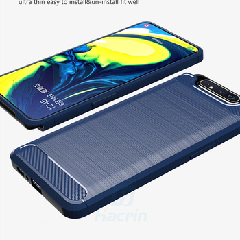 Ochranný silikónový obal karbón pre Samsung Galaxy A80 A805F - čierny