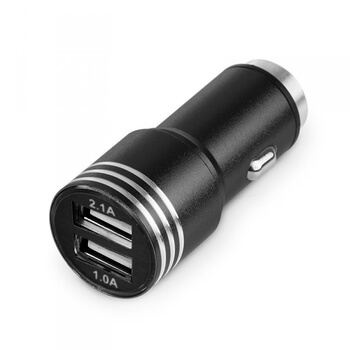 2v1 USB dvojitá hliníková nabíjačka do auta pre mobilné telefóny, tablety, navigácia a ďalšie - červená