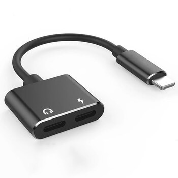 2v1 Dvojitá redukcia a adaptér pre nabíjanie a slúchadlá double USB Type C čierna