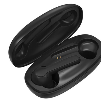 Bezdrôtové bluetooth slúchadlá s nabíjacím puzdrom - čierna