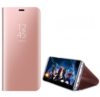 Zrkadlový plastový flip obal pre Samsung Galaxy A70 A705F - ružový