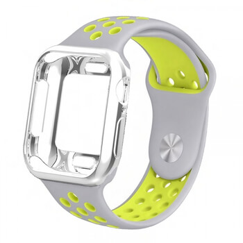 Silikónový obal s pásikom pre chytré hodinky Apple Watch 44 mm (5.série) - zelený