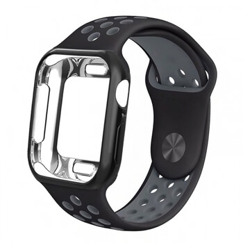 Silikónový obal s pásikom pre chytré hodinky Apple Watch 40 mm (5.série) - čierny