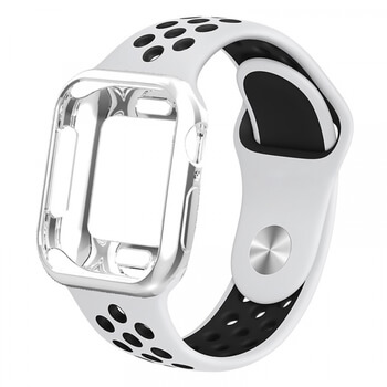 Silikónový obal s pásikom pre chytré hodinky Apple Watch 40 mm (5.série) - biely