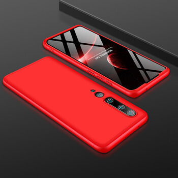 Ochranný 360 ° celotelový plastový kryt pre Xiaomi Mi 10 - červený