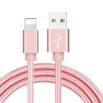 Nylonový USB Lightning kábel pre Apple - ružový