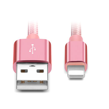 Nylonový USB Lightning kábel pre Apple - ružový