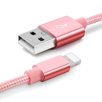 Nylonový USB Lightning kábel pre Apple - ružový