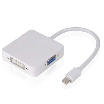 3v1 Redukcia Mini DisplayPort (Thunderbolt) na HDMI, VGA a DVI pre Apple Macbook