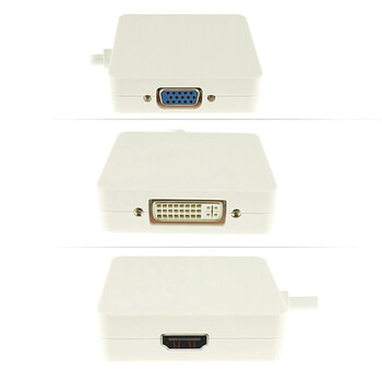 3v1 Redukcia Mini DisplayPort (Thunderbolt) na HDMI, VGA a DVI pre Apple Macbook