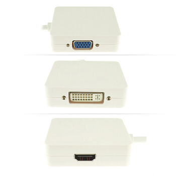 3v1 Redukcia Mini DisplayPort (Thunderbolt) na HDMI, VGA a DVI pre Apple Macbook