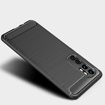 Ochranný silikónový obal karbón pre Xiaomi Mi Note 10 Lite - čierny