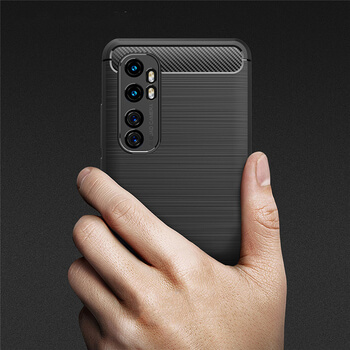 Ochranný silikónový obal karbón pre Xiaomi Mi Note 10 Lite - čierny