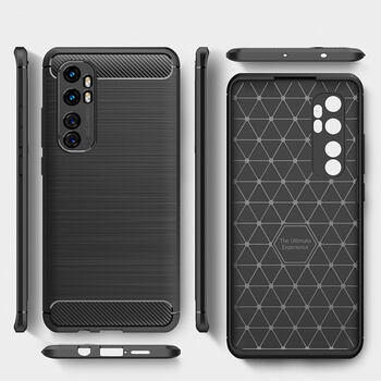 Ochranný silikónový obal karbón pre Xiaomi Mi Note 10 Lite - čierny