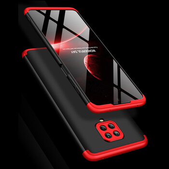 Ochranný 360 ° celotelový plastový kryt pre Xiaomi Redmi Note 9 Pro - červený