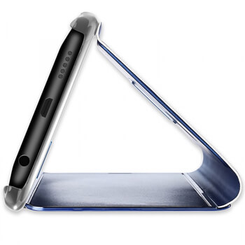 Zrkadlový silikónový flip obal pre Xiaomi Redmi Note 9 - strieborný