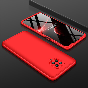 Ochranný 360 ° celotelový plastový kryt pre Xiaomi Redmi Note 9 - červený