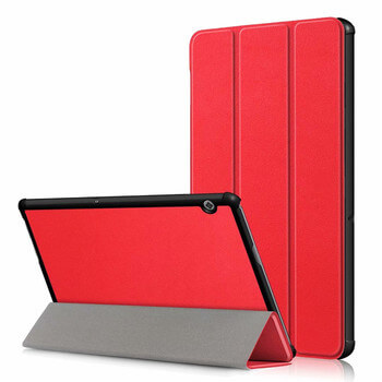 2v1 Smart flip cover + zadný plastový ochranný kryt pre Huawei MediaPad T5 10.1" - červený