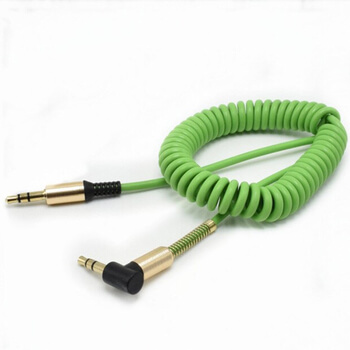 Audio Jack prepojovací kábel a AUX redukcia špirála zelený