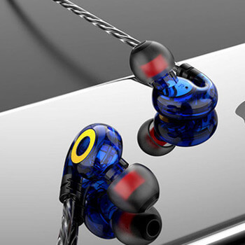 Štupľové slúchadlá pre Smartphone s ovládaním - modrá