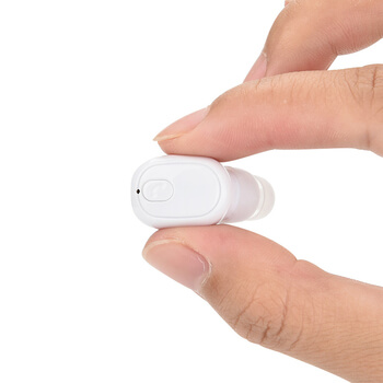 Neviditeľné bezdrôtové bluetooth handsfree mikrosluchátko s mikrofónom biela