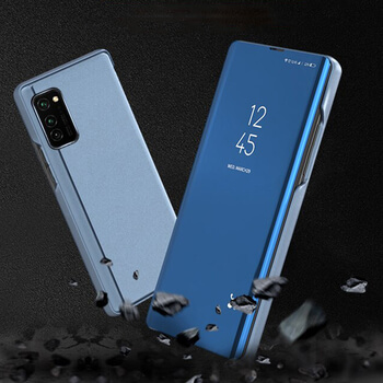 Zrkadlový silikónový flip obal pre Samsung Galaxy A41 A415F - modrý