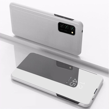Zrkadlový silikónový flip obal pre Samsung Galaxy A41 A415F - strieborný
