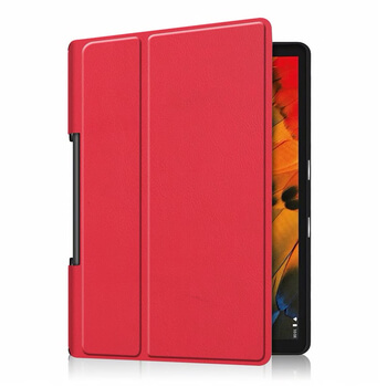 2v1 Smart flip cover + zadný plastový ochranný kryt pre Lenovo Yoga Smart Tab 10 - červený