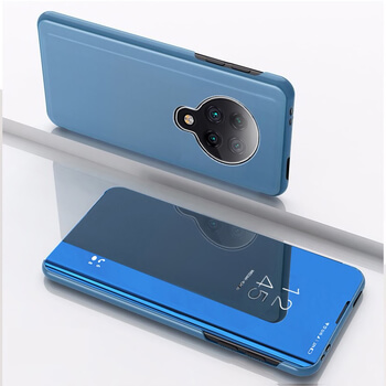 Zrkadlový silikónový flip obal pre Xiaomi Poco F2 Pro - modrý