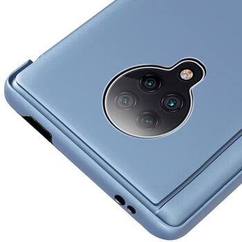 Zrkadlový silikónový flip obal pre Xiaomi Poco F2 Pro - strieborný