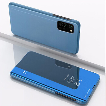 Zrkadlový silikónový flip obal pre Honor 9X Lite - modrý