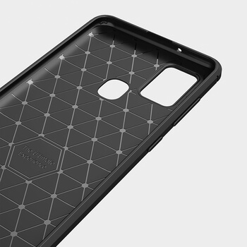 Ochranný silikónový obal karbón pre Samsung Galaxy A21s - čierny