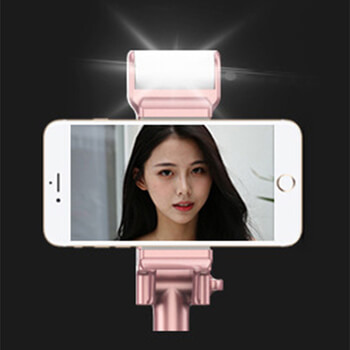 2v1 Selfie tyč sa selfie svetlom - ružová