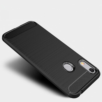 Ochranný silikónový obal karbón pre Huawei Y6S - čierny