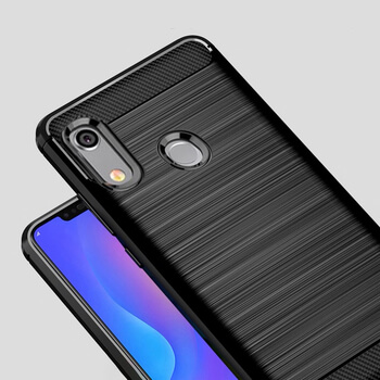 Ochranný silikónový obal karbón pre Huawei Y6S - čierny