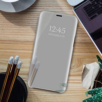 Zrkadlový silikónový flip obal pre Huawei Y6S - čierny