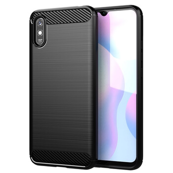 Ochranný silikónový obal karbón pre Xiaomi Redmi 9A - čierny