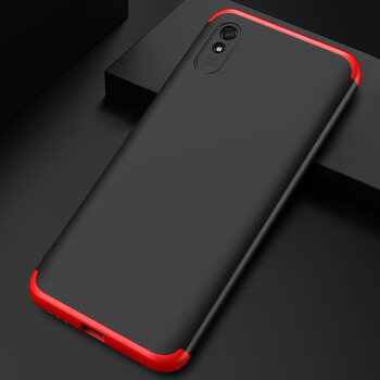 Ochranný 360 ° celotelový plastový kryt pre Xiaomi Redmi 9A - červený