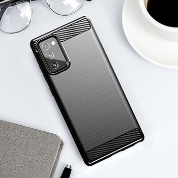 Ochranný silikónový obal karbón pre Samsung Galaxy Note 20 - čierny