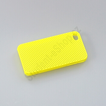 Plastový dierkovaný ochranný kryt pre Apple iPhone 4/4S - žltý