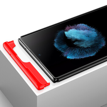 Ochranný 360 ° celotelový plastový kryt pre Samsung Galaxy Note 20 - červený