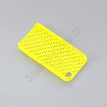 Plastový dierkovaný ochranný kryt pre Apple iPhone 4/4S - žltý