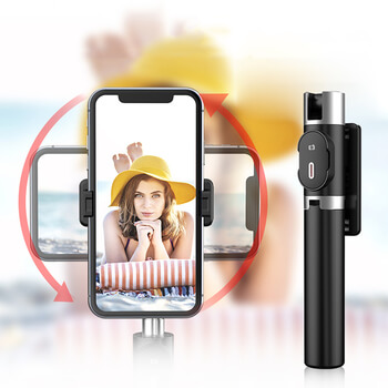 3v1 Bluetooth bezdrôtová selfie tyč 90 cm s Tripod statívom as diaľkovým ovládaním - čierna