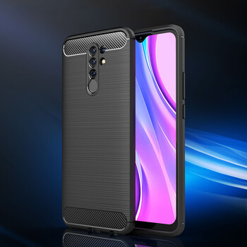 Ochranný silikónový obal karbón pre Xiaomi Redmi 9 - čierny