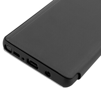 Zrkadlový silikónový flip obal pre Xiaomi Redmi 9C - čierny