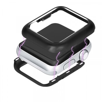 Magnetický hliníkový ochranný rámik pre Apple Watch SE 44 mm (2020) - čierny
