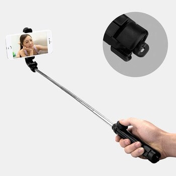 BEZDRÔTOVÁ teleskopická selfie tyč monopod s ovládaním 80 cm skladacia - čierna