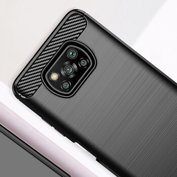 Ochranný silikónový obal karbón pre Xiaomi Poco X3 - čierny