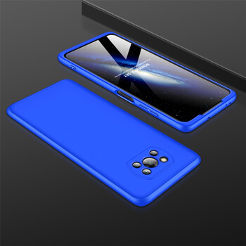 Ochranný 360 ° celotelový plastový kryt pre Xiaomi Poco X3 - modrý