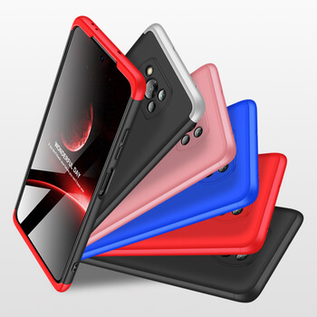Ochranný 360 ° celotelový plastový kryt pre Xiaomi Poco X3 - červený